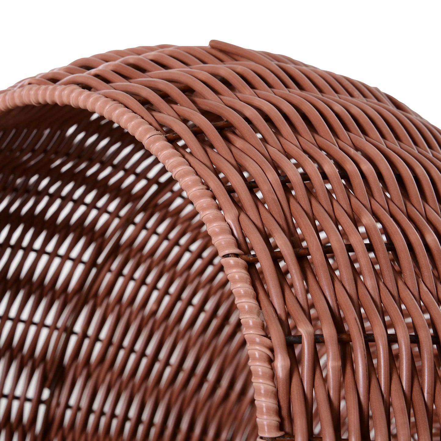27" Rattan Wicker Elevated Pet Bed Cat Cave Condo Hooded Cushion House