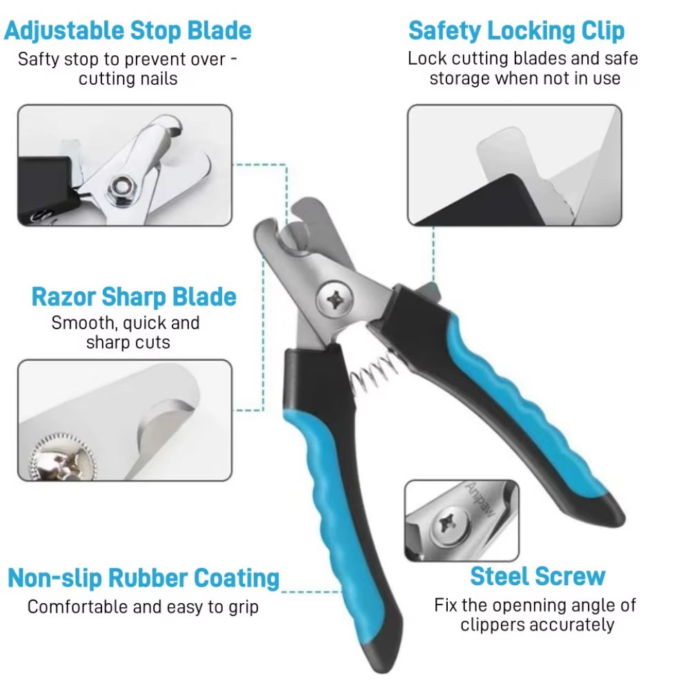 Pet Nail Clipper with Safety Lock Protection Stainless Steel Cat Dog Nail Grinder Multifunctional Pet Beauty Care Nail Supplies